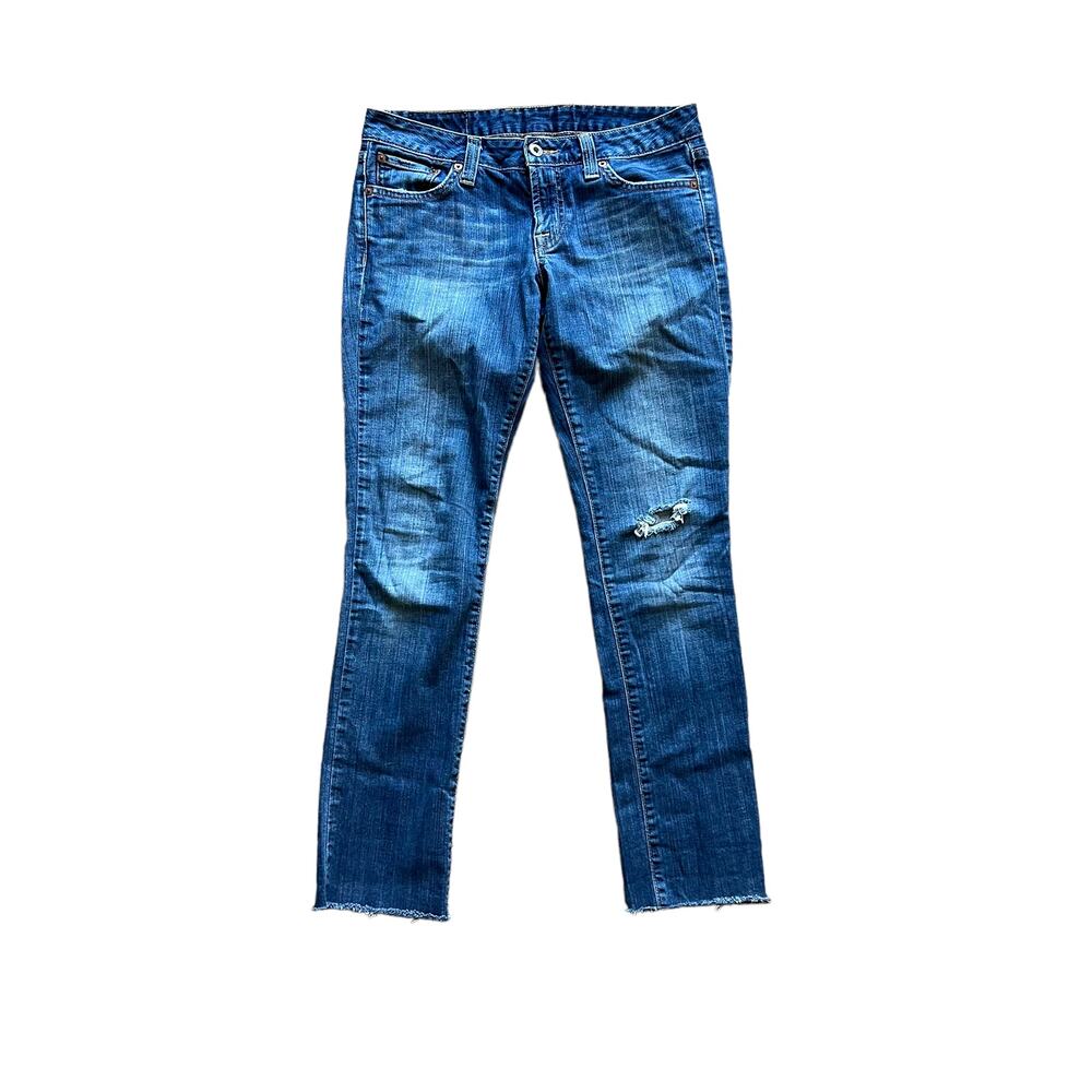 Womens Lucky Brand Lola Straight Run Stitch Jeans 2/26 Frayed Hem Low Rise - Picture 14 of 14